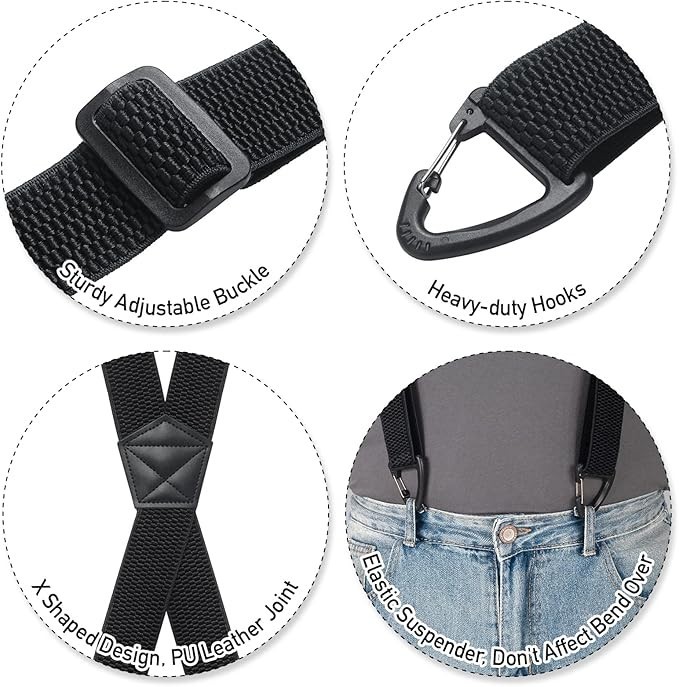 Men's Heavy Duty X-Back Hidden Suspenders 1.5" Under Clothing