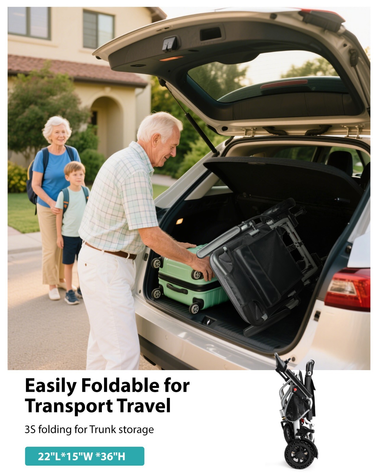 33 Lbs Lightweight Electric Wheelchair for Adults, Portable & Best Folding