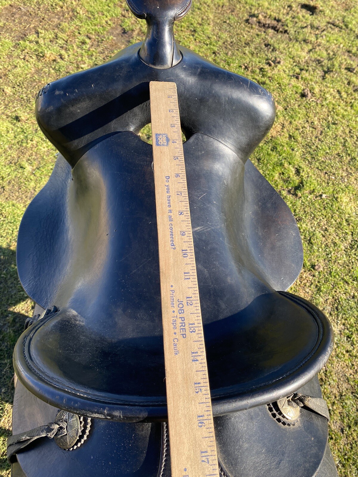 Antique/Vintage J. C. Higgins 15.5” slick seat Western saddle w/tapaderos