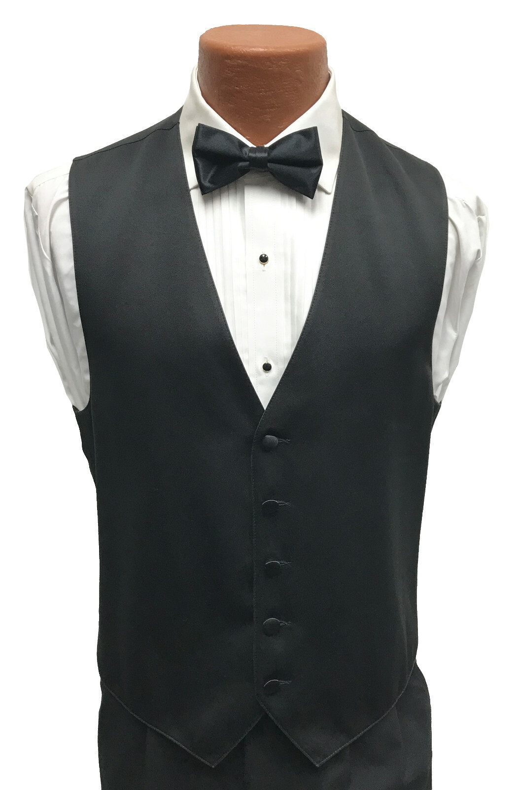 Men's Larr Brio Black Satin Tuxedo Vest and Bow Tie Mason Wedding Groom Large L