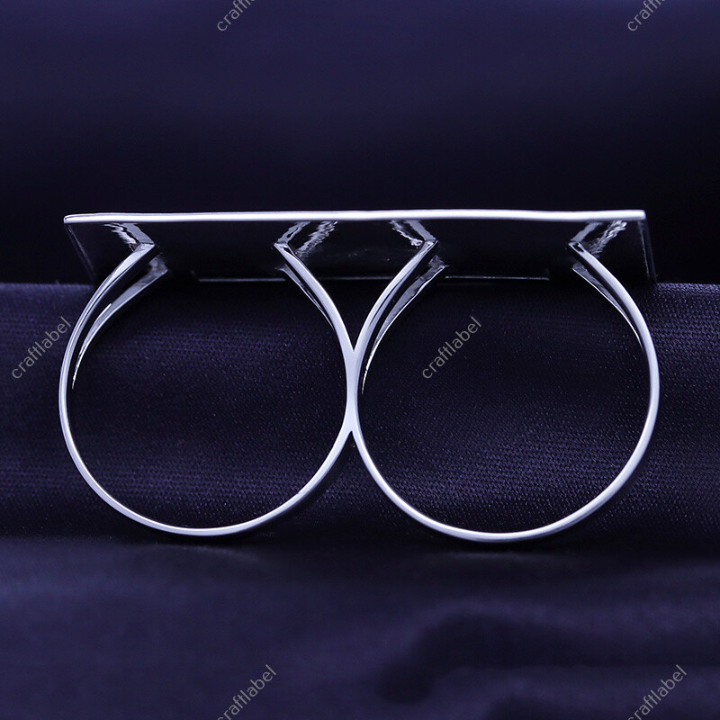 Two Finger Rectangular Last Supper Atlas Men's Ring Solid 925 Sterling Silver