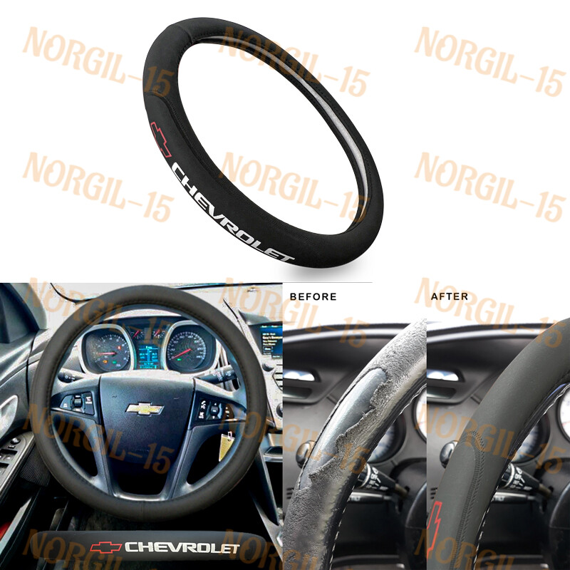 Faux Leather 15" Diameter Car Auto Steering Wheel Cover CHEVROLET CHEVY Red