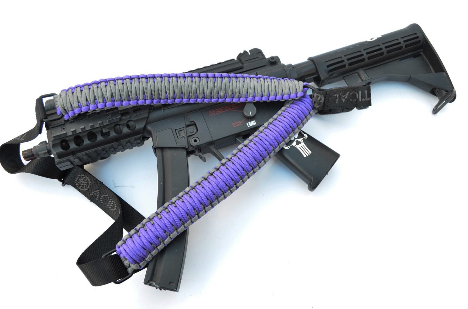 Tactical 550 Paracord Rifle Gun Sling Single Point Quick Detach PURPLE GRAY