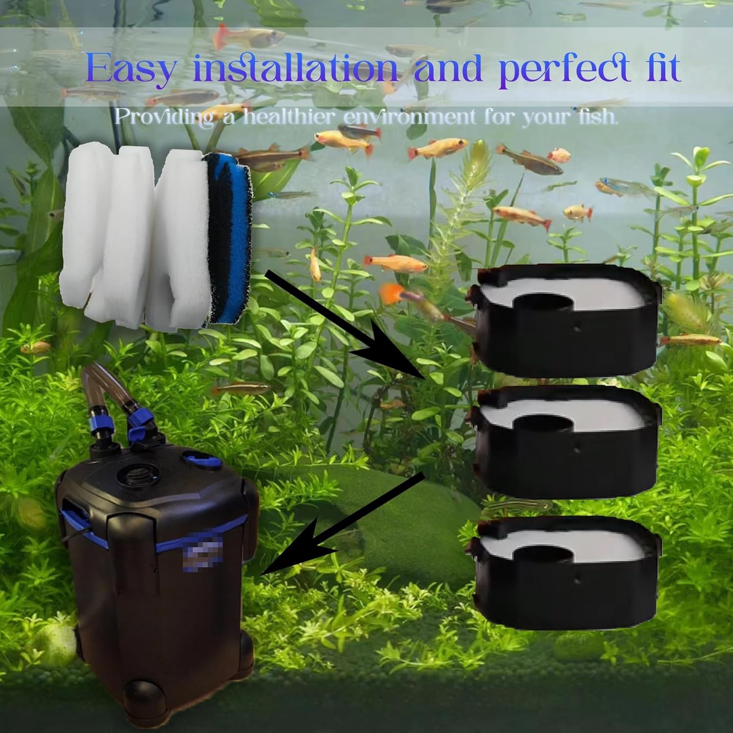 Replacement Canister Filter Regular (for 172/225/265 GPH), 2 Black + 6 White