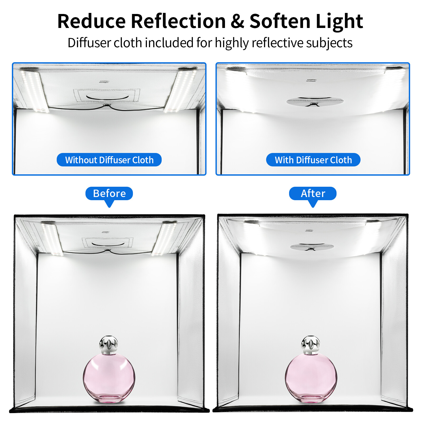 US PULUZ 24"x24"x24" Studio Large Photo Light Box Foldable Tent with Backdrops