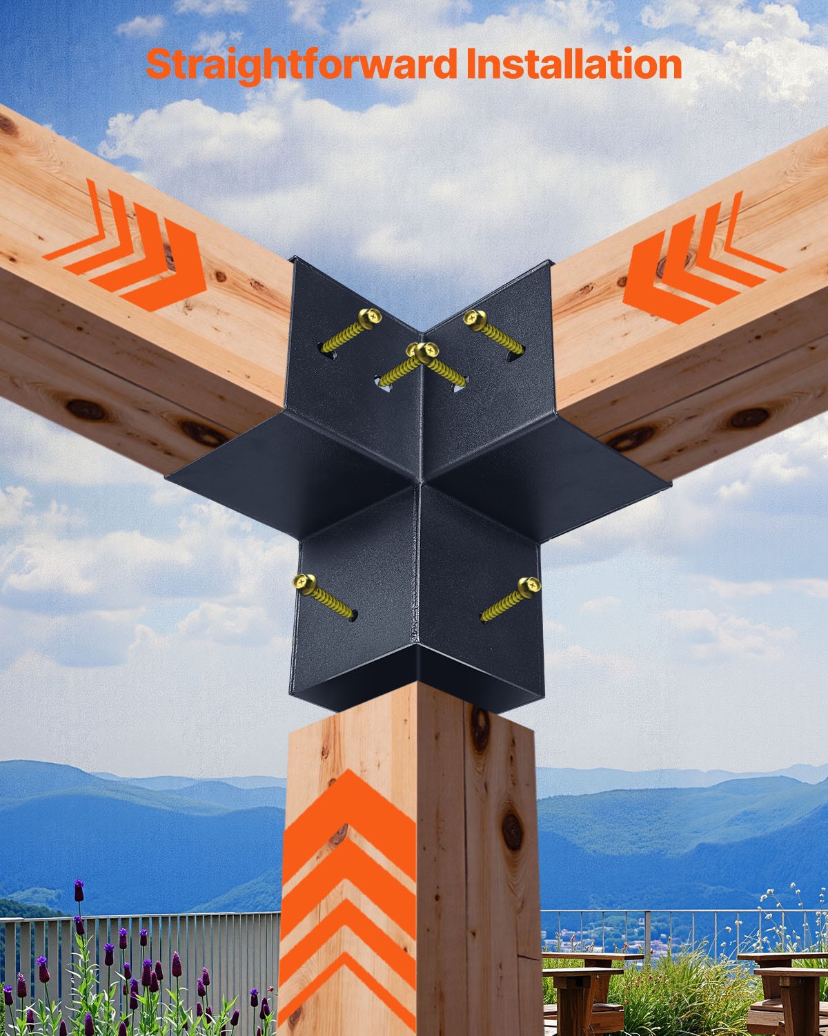 VEVOR 4x4" Pergola Bracket Kit Inner 3.5x3.5 3- and 4-Way Brackets for Gazebo