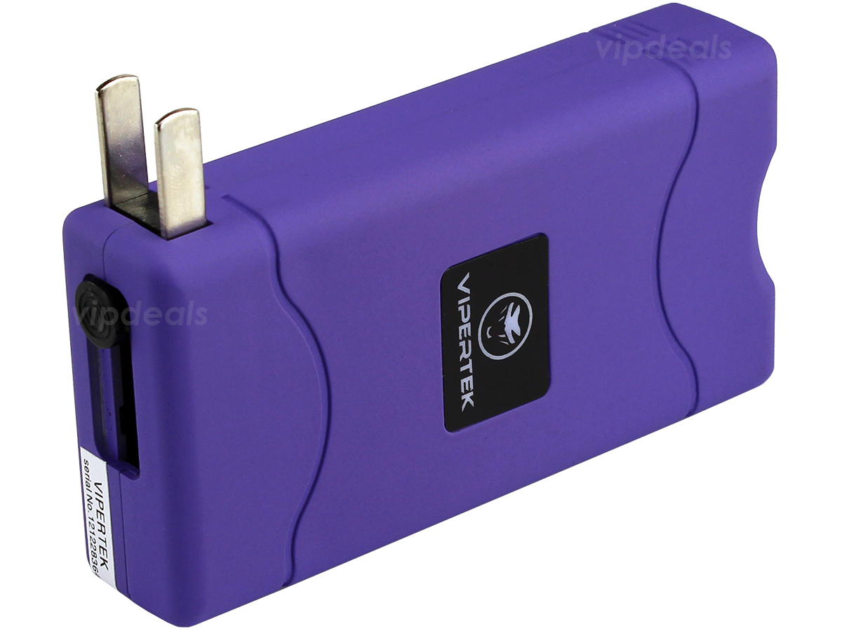 VIPERTEK Stun Gun Mini PURPLE VTS-880 335 BV Rechargeable LED Flashlight