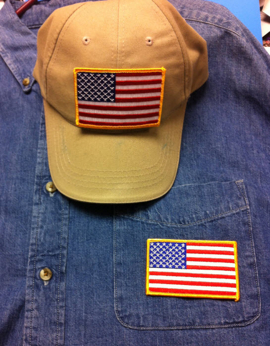 USA AMERICAN FLAG EMBROIDERED PATCH IRON-ON SEW-ON WHITE BORDER (3½ x 2¼”)