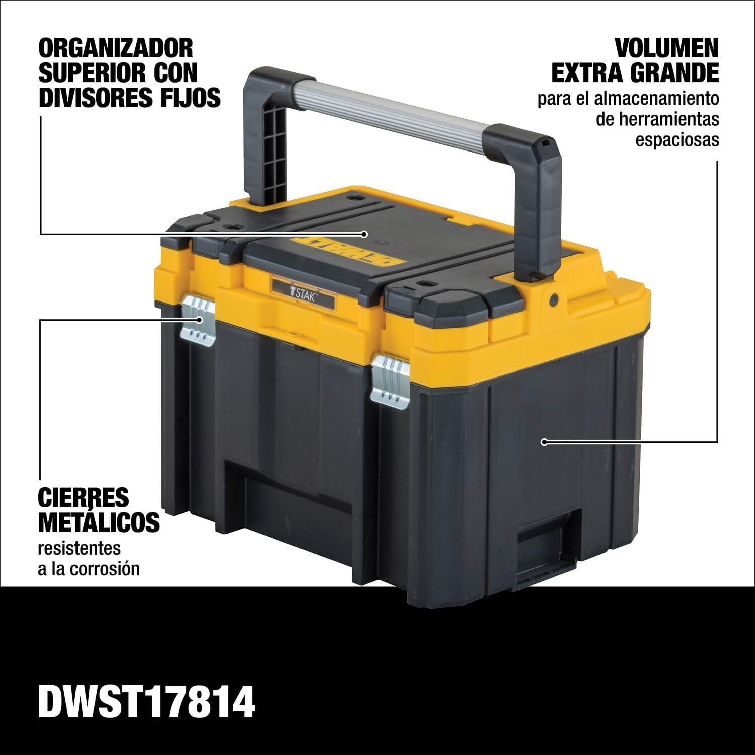 For DEWALT TSTAK Tool Box, Deep, Long Handle, Extra Large Design, Fixed Divider