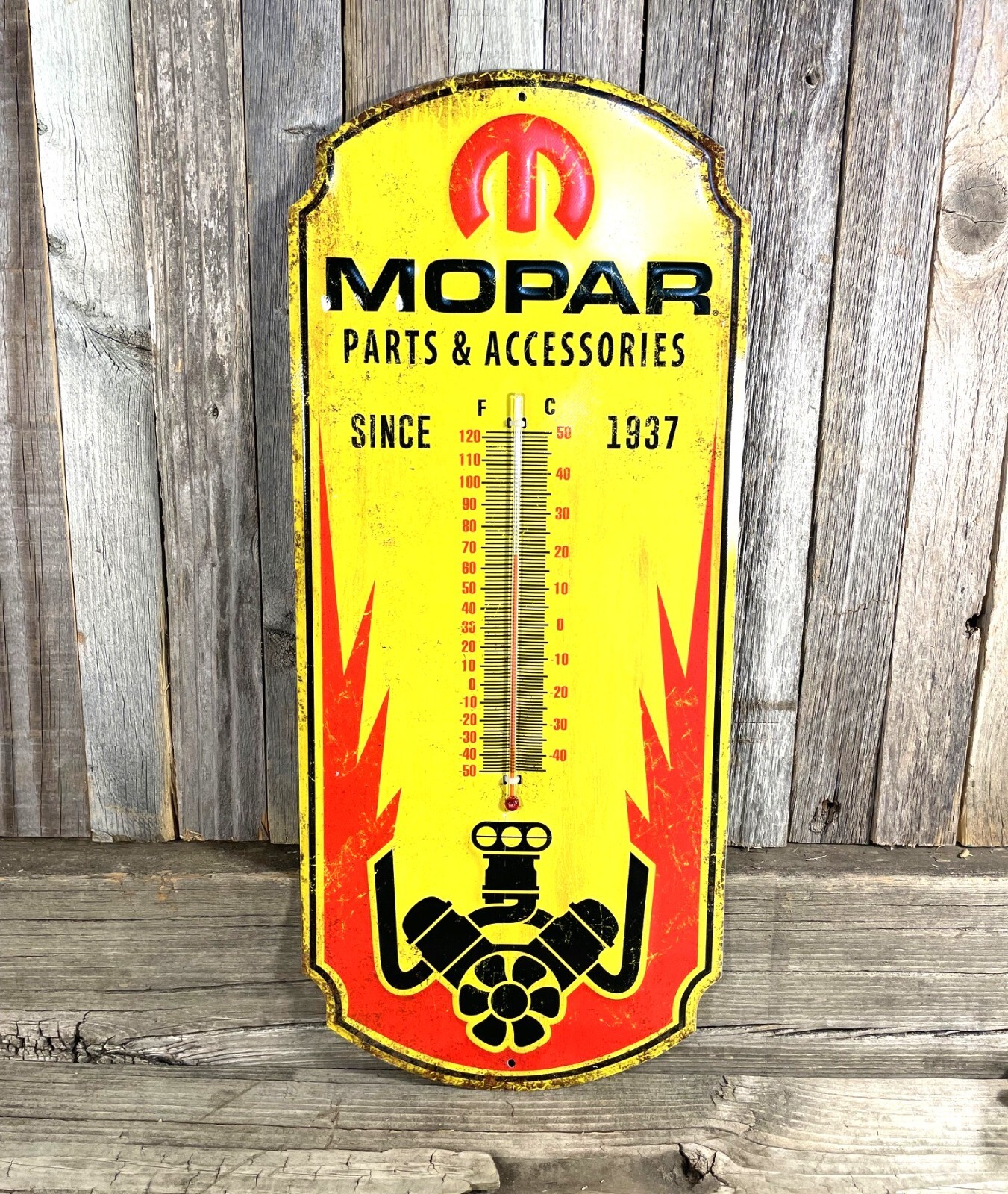 Mopar Parts Thermometer 17" Metal Aluminum Sign Charger Challenger Garage New