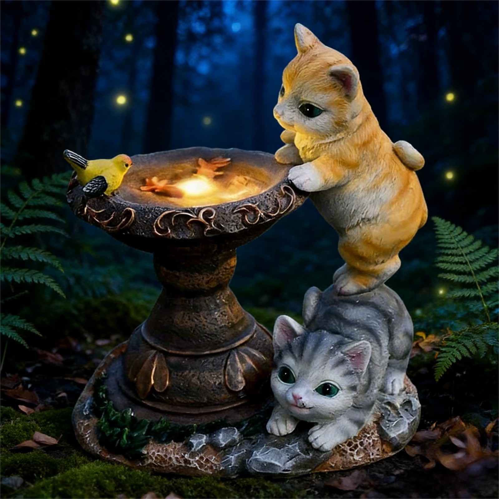 Solar-Powered Cat Statue Garden Lantern & Outdoor Decor Art Piece