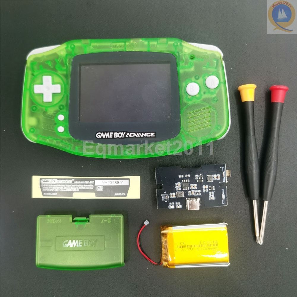 GBA IPS LCD Backlight Kit Drop in 1800mAh batteries with shell GameBoy Advance