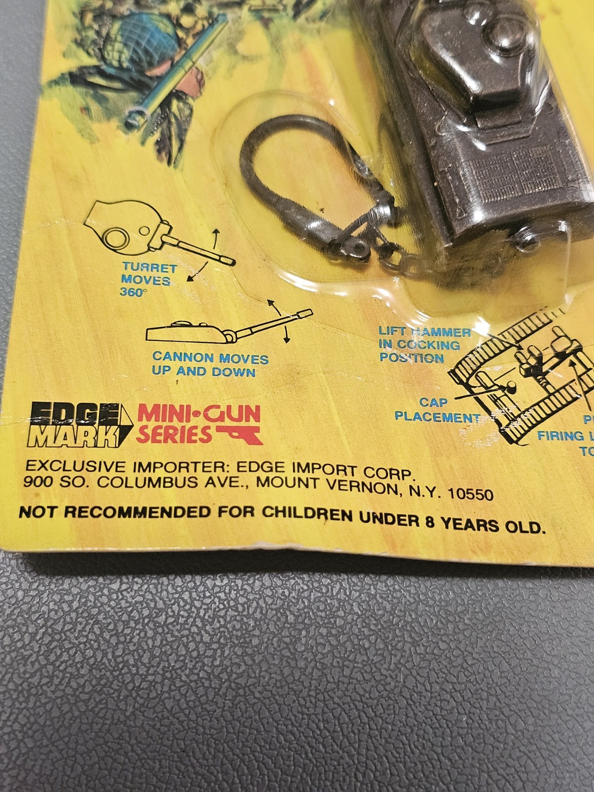 Vtg Edge Mark Mini-gun Series Shooting Tiger Panzer Cap Key Chain Toy New