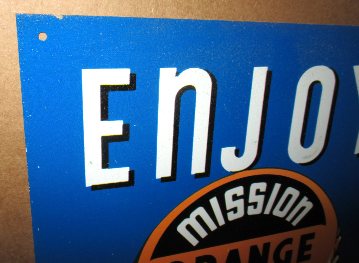 ENJOY MISSION ORANGE Country Store Gas Station CALIFORNIA SIGN -Big Swirl Bottle