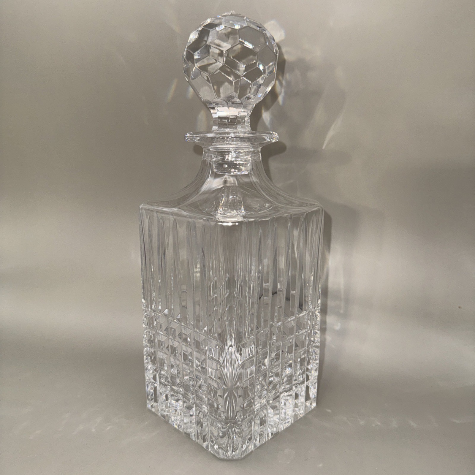 Tiffany & Co Tartan Decanter Cut Crystal Plaid Liquor 1990's 10" Retired