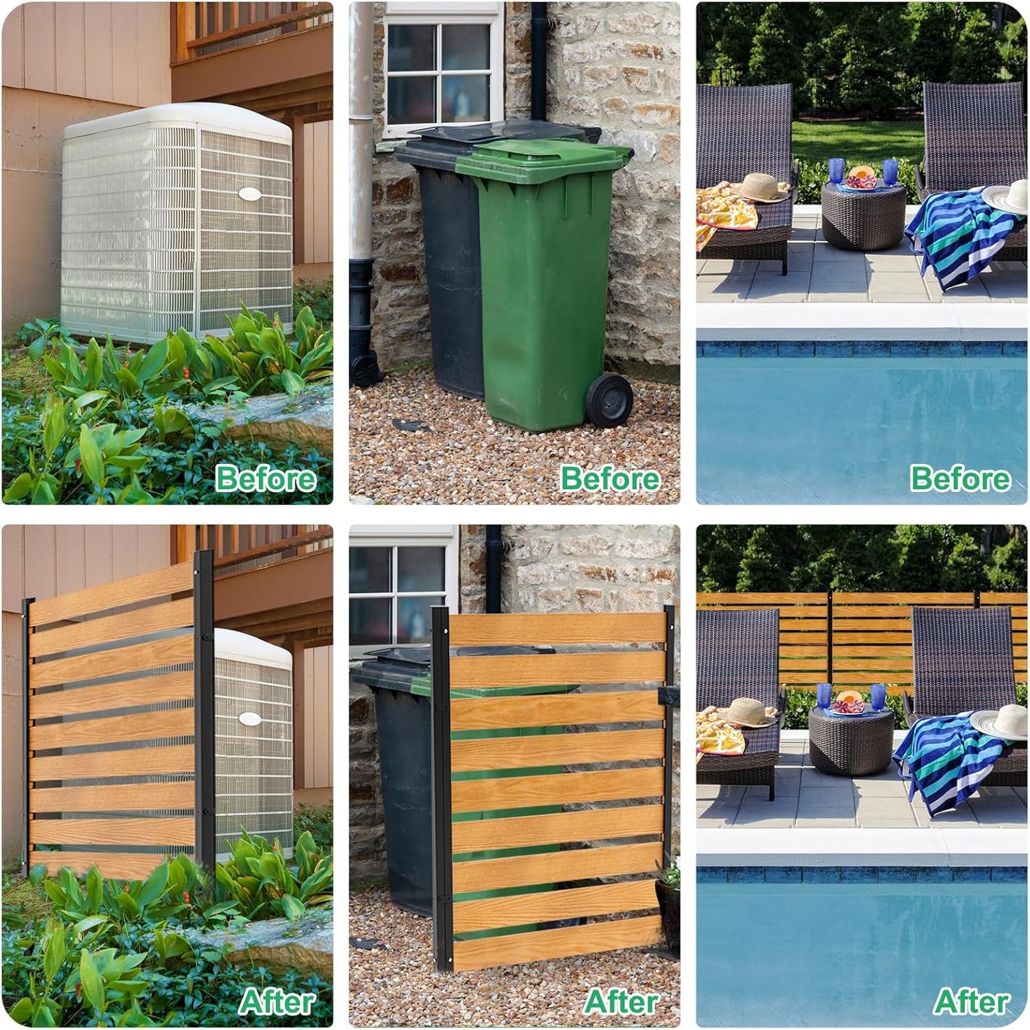 Air Conditioner Fence 1 Panel, 38" W x 60" H for Outside with Metal Stakes