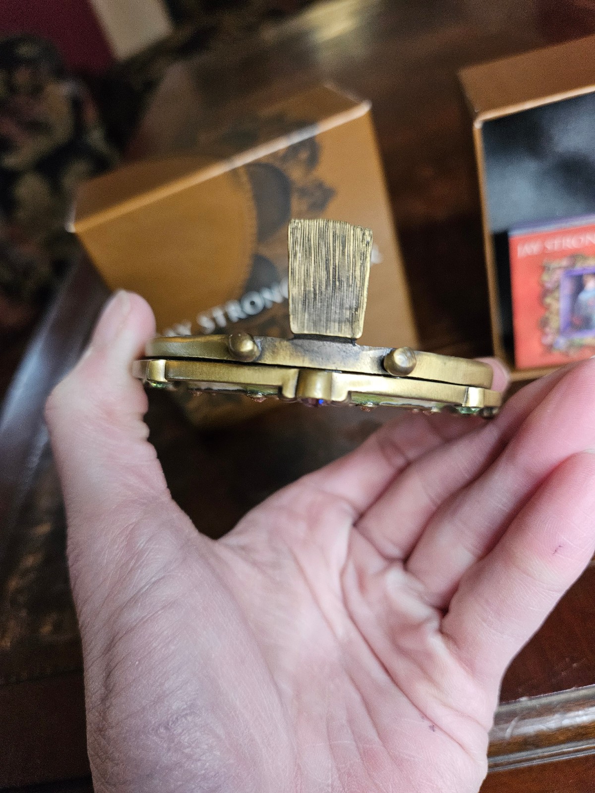 Jay Strongwater Agatha Swarovski Crystal Enamel Round Green Mauve Frame W/Box