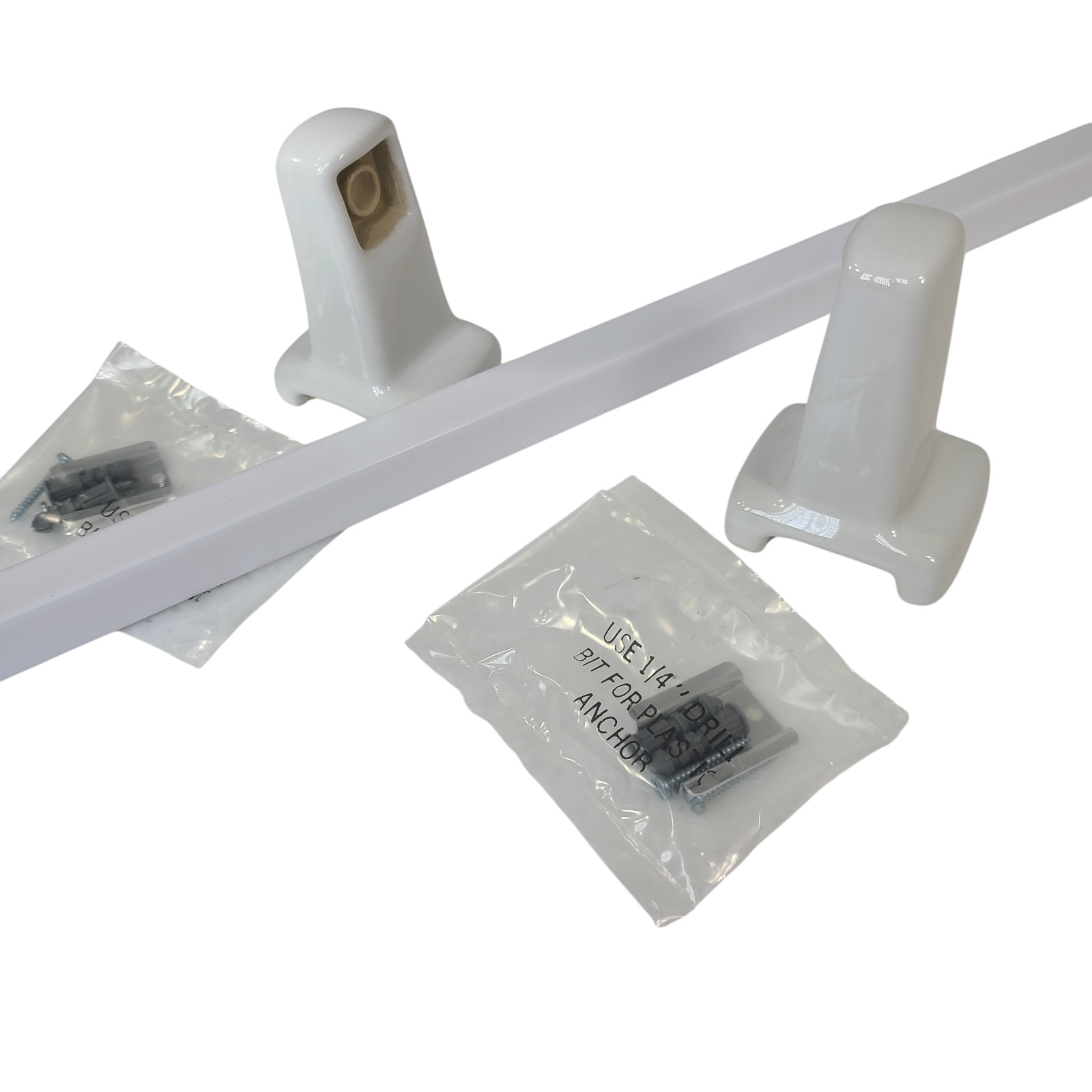 Vintage White Ceramic Towel Bar Rod Rack Post Holders Bracket Screw in Drywall