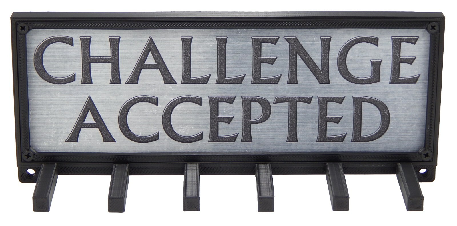 Challenge Accepted Sports Medal Display Rack Holder Hanger Organizer for Wall