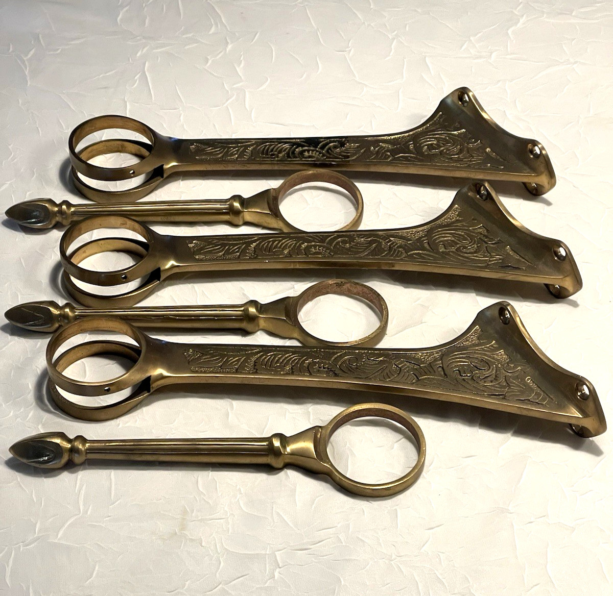 Set Of 3 Swing Arm Cast Solid Brass Bar Foot Rails, 2 inches