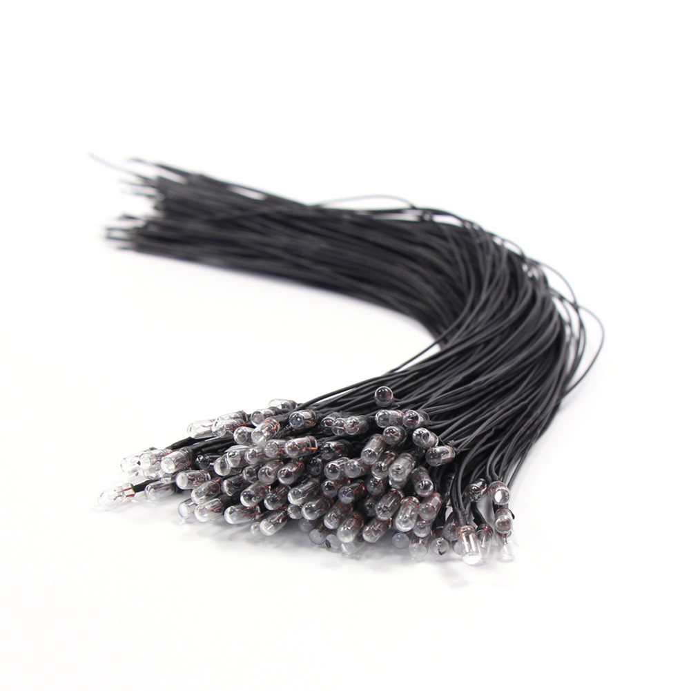 50pcs Pre-wired Grain of Wheat 3mm Clear 12V Mini Bulbs Warm White Light