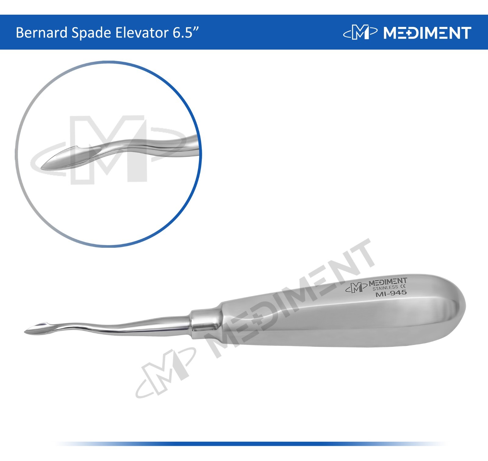 Dental Surgery Elevator Bernard Spade 6.5'' Length Root Extraction, Luxating