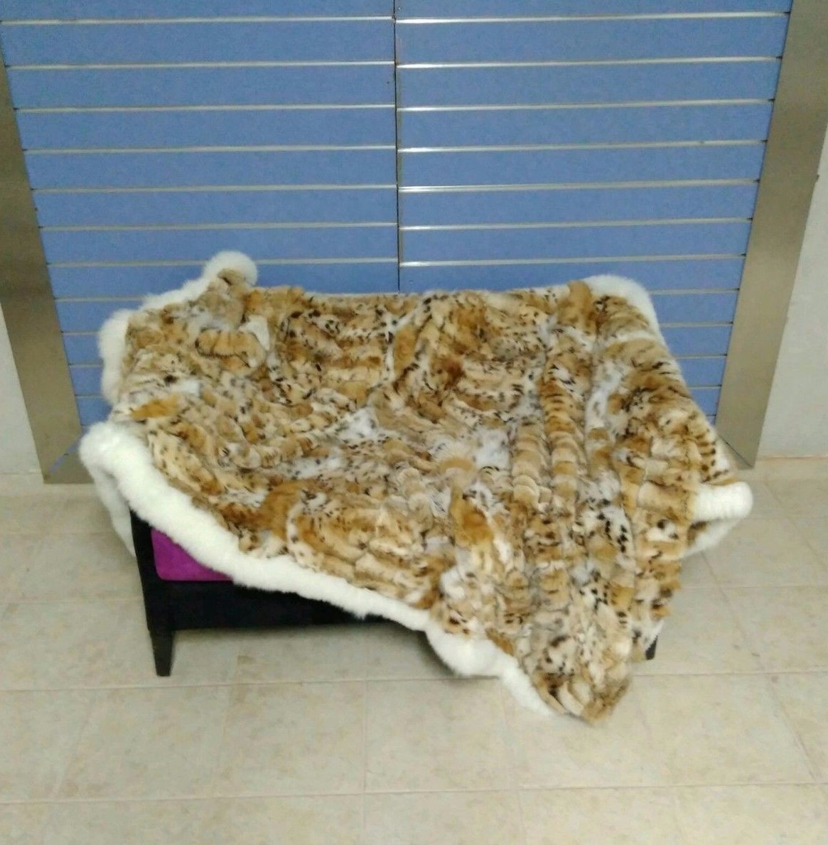 Luxury Lynx Fur Throw 100% Real Lynx Blanket Genuine Bedspread With Fox Outline