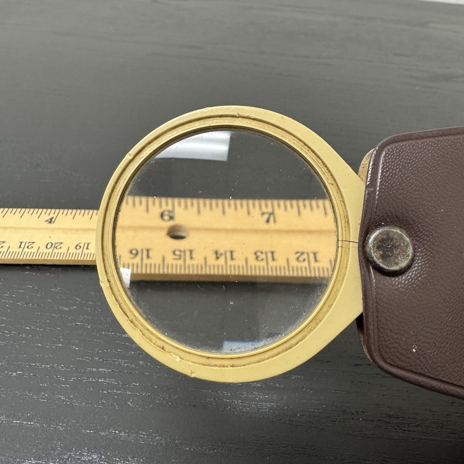 Vintage Folding Pocket Magnifying Glass With Leather Case 60s 70s