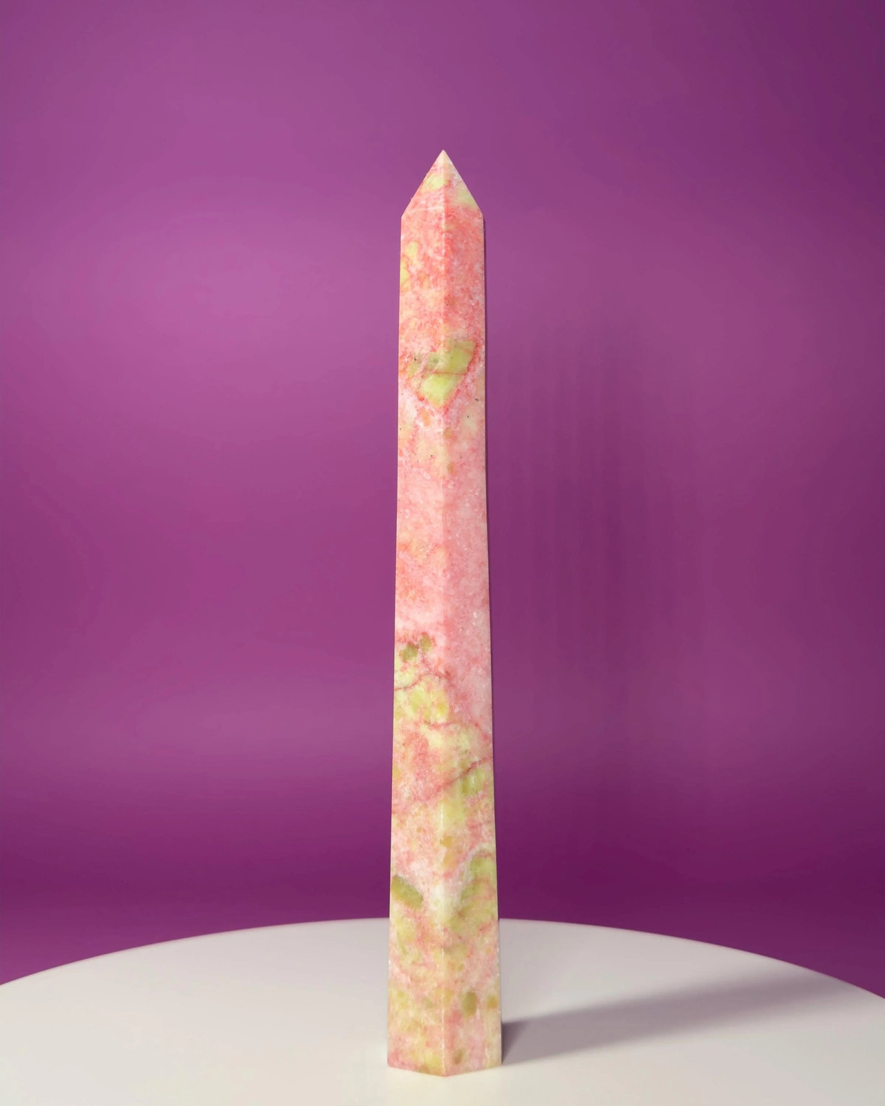 Thulite Tower 524g 10" Pink Crystal Tower Rare Norwegian Stone