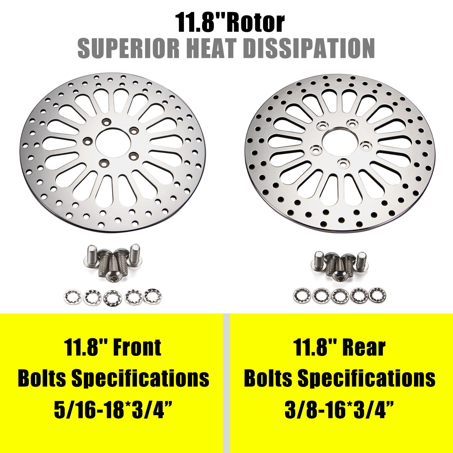 3pcs 11.8" Chrome Brake Rotors 2*Front +1*Rear Polished For Harley 2008-2013