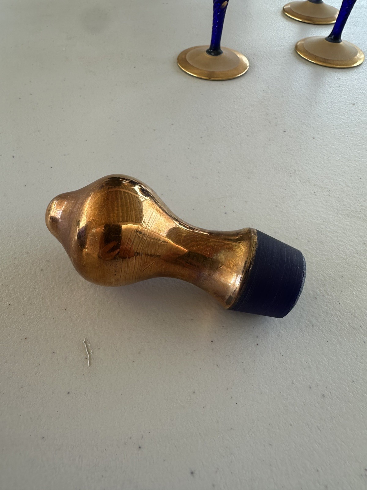 Antique Bohemian Moser Cobalt Blue Enamel Flowers Decanter & 6 Glasses Set