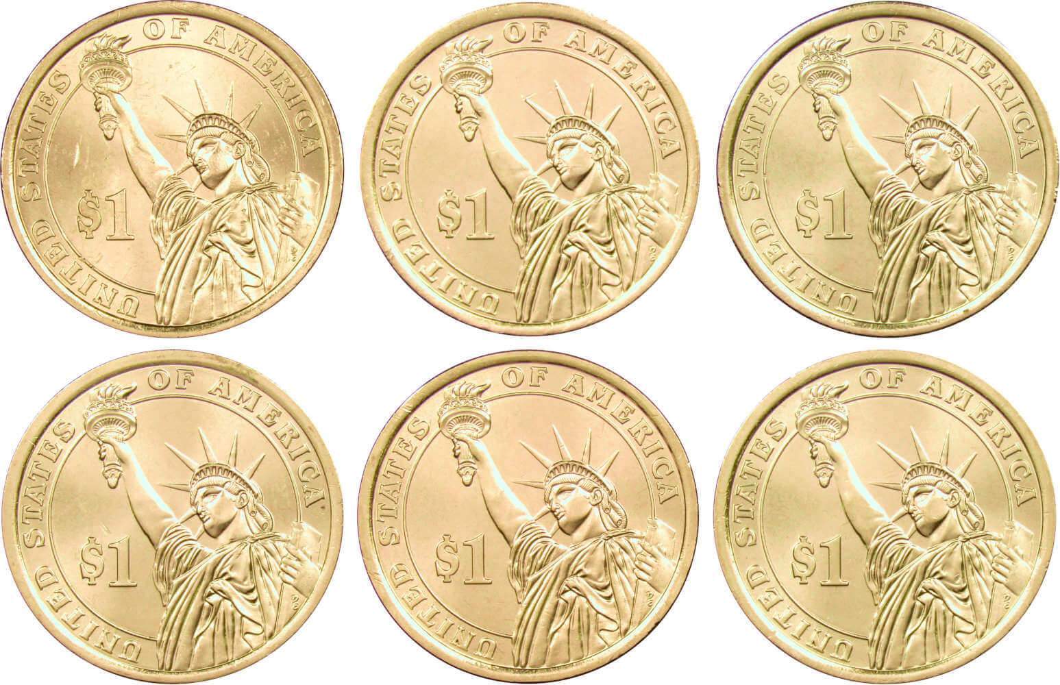 2016 P&D Presidential Dollar 6 Coin Set BU Uncirculated Mint State $1