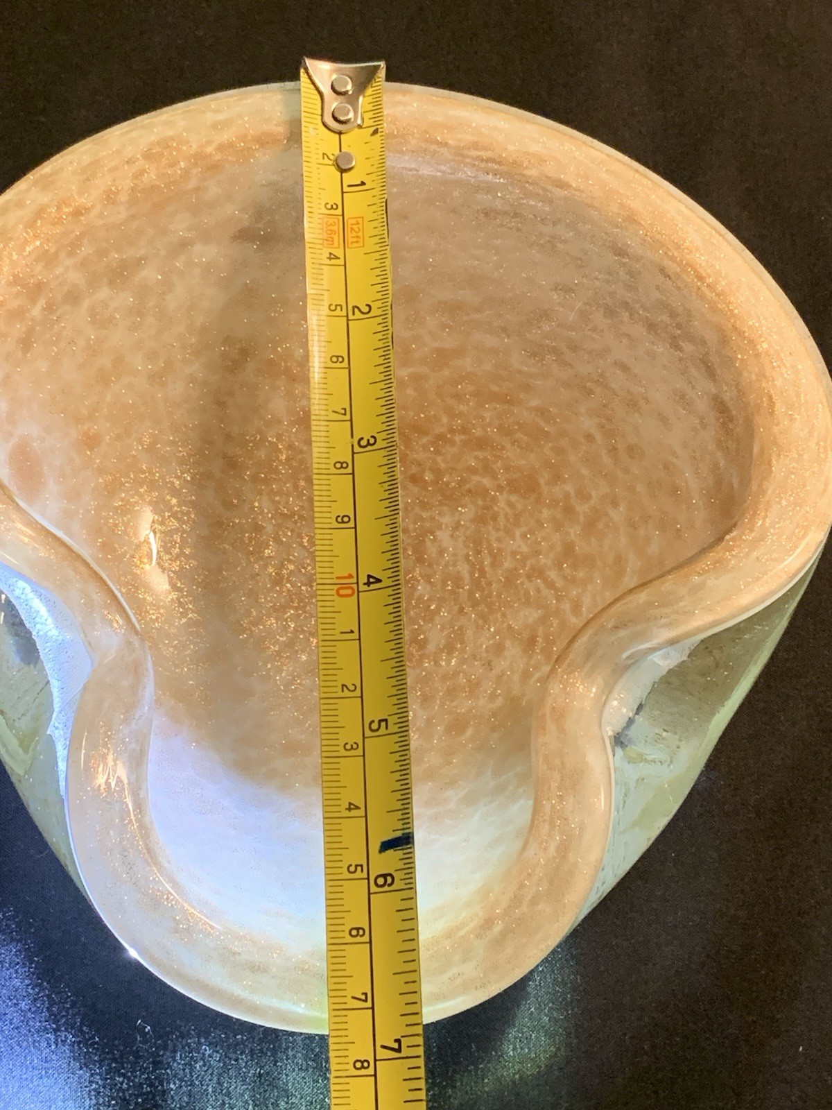 Vintage Murano Art Glass Alfredo Barbini Venetian Bowl Gold Fleck Candy Dish MCM