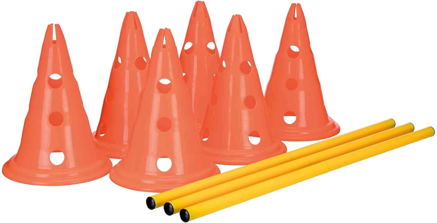 Complete Dog Agility Hurdle Set - 6 Cones, 3 Adjustable Rods, Training Tips