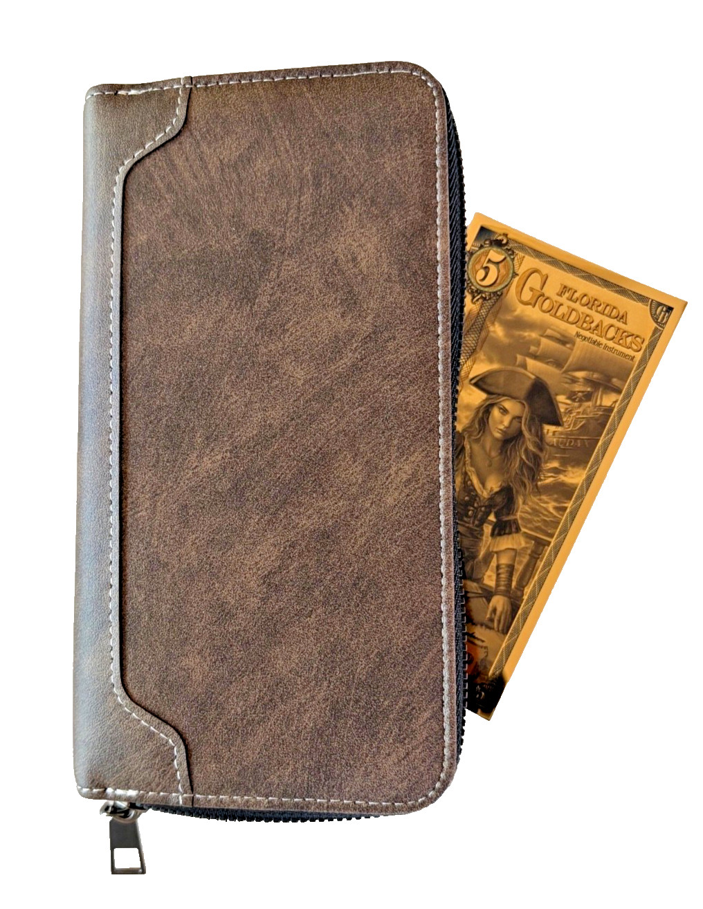 WALLET ....For Goldbacks & Barter Coins - Holds all Goldback Gold Notes...Brown