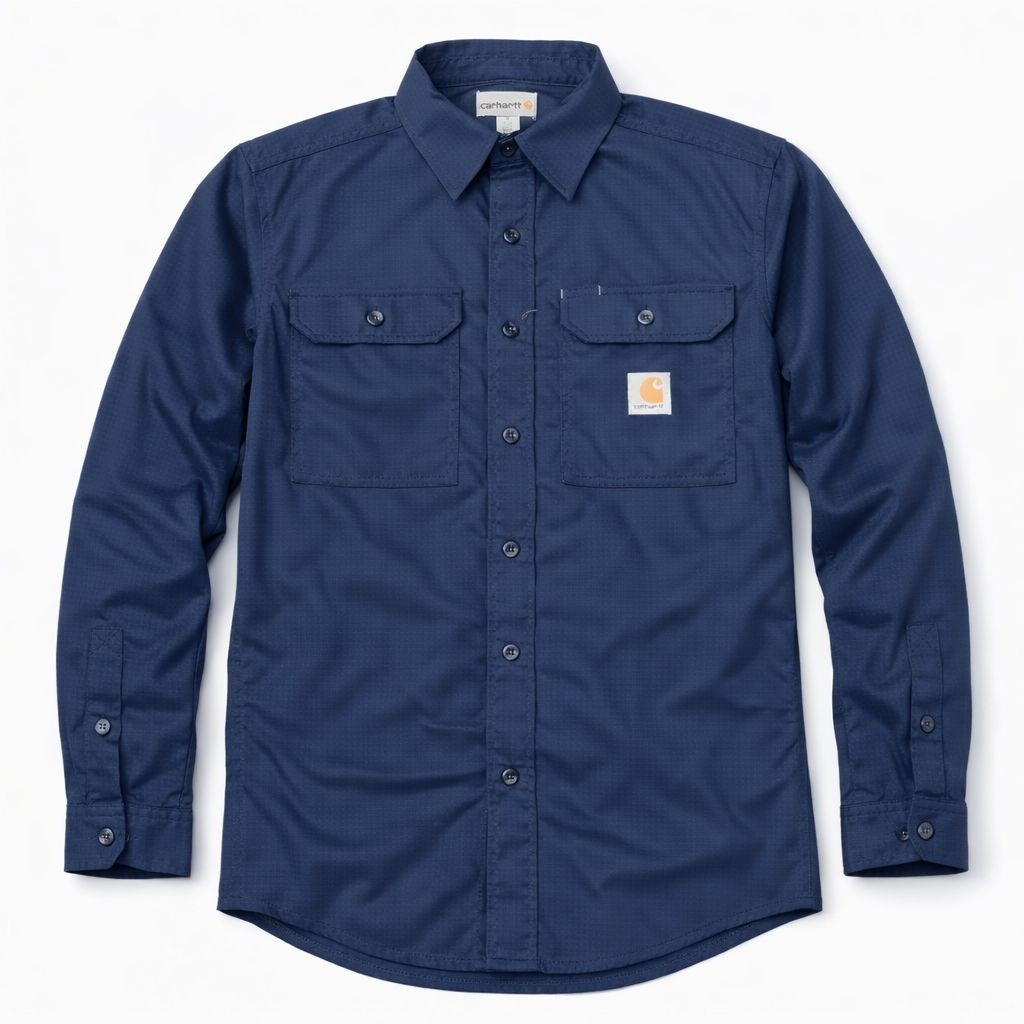 Carhartt Mens Long-Sleeve Button-Down Work Shirt, Navy