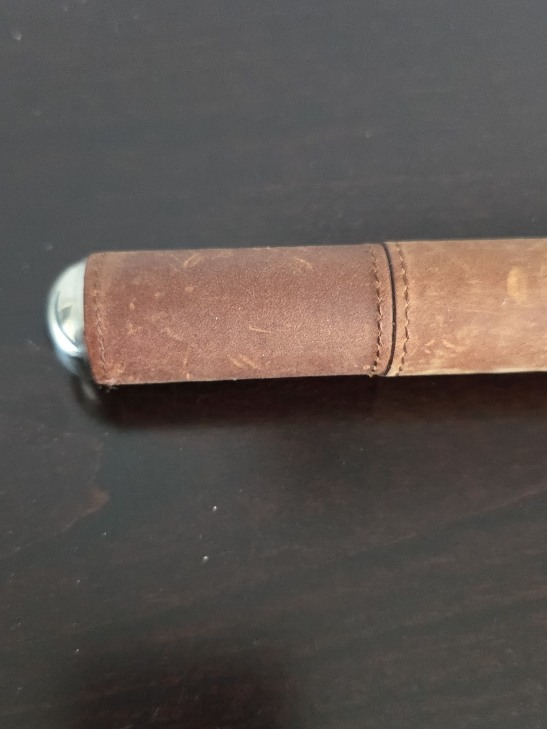 Rare Tommy Bahama Brown Leather Cigar Tube Case Stainless Steel Interior