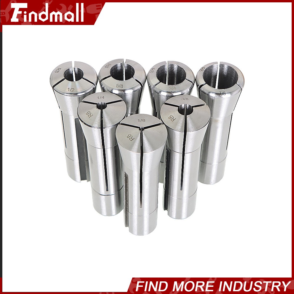 7Pcs Fractional R8 Collet Set 1/8" to 7/8" High Precision For Bridgeport