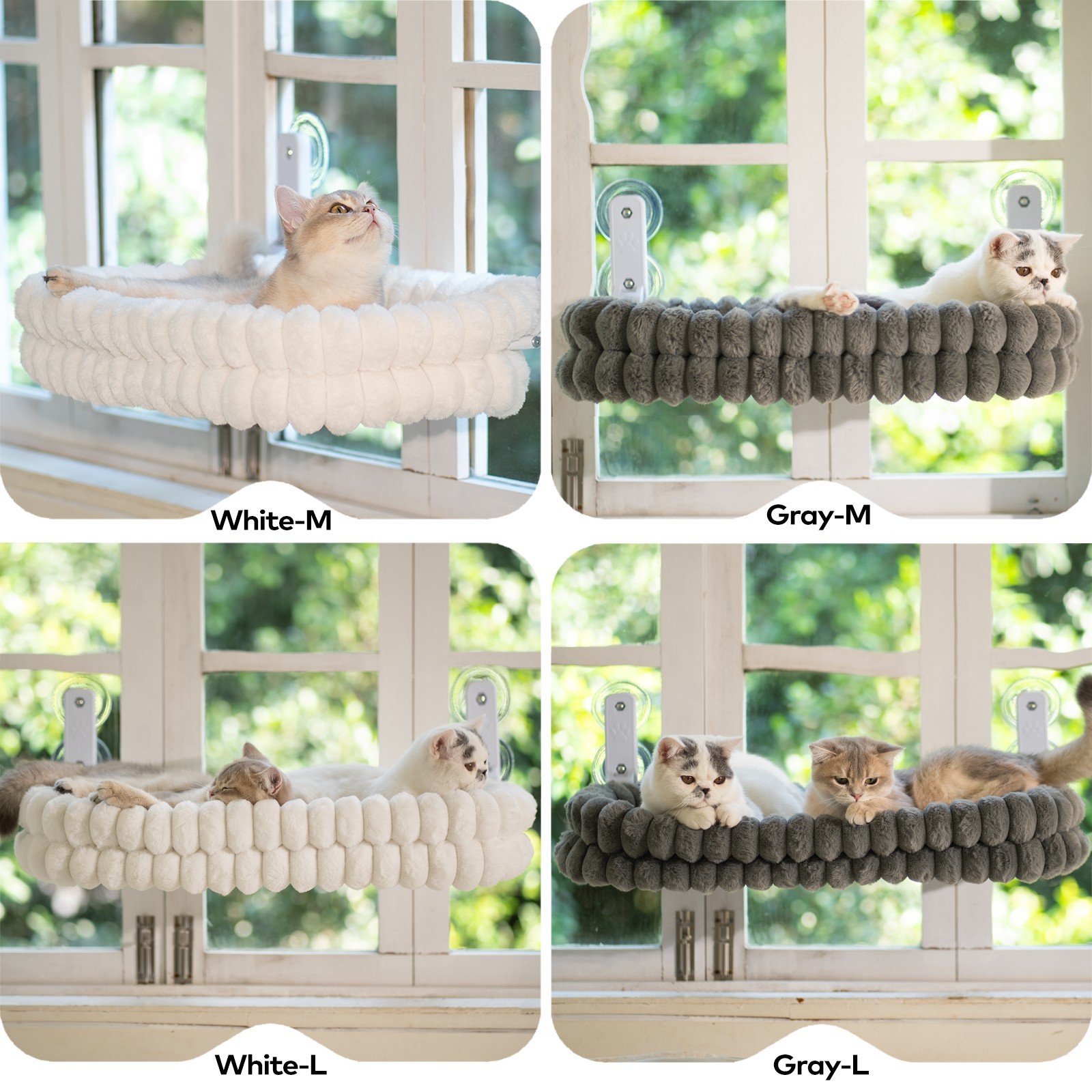 Cat Window Perch, 23*15in Double-Layer Foldable Pet Hammock(Medium,Gray)