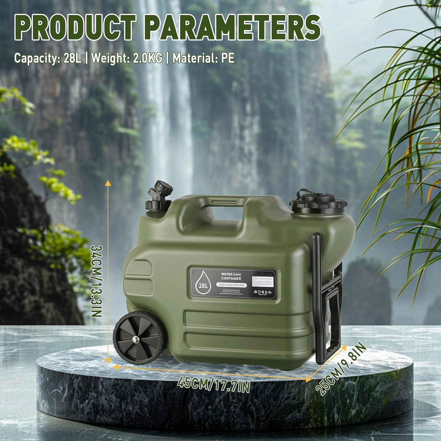 7 Gallon Water Jug,Camping Water Container, BPA Free Portable Water Dispenser US