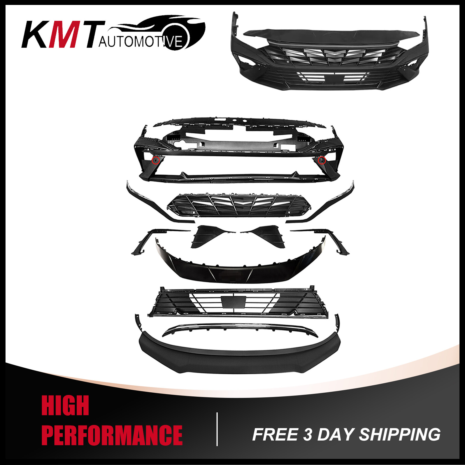Fits 2024-2025 Elantra Korea Built Front Bumper Grille Kit without Camera Hole