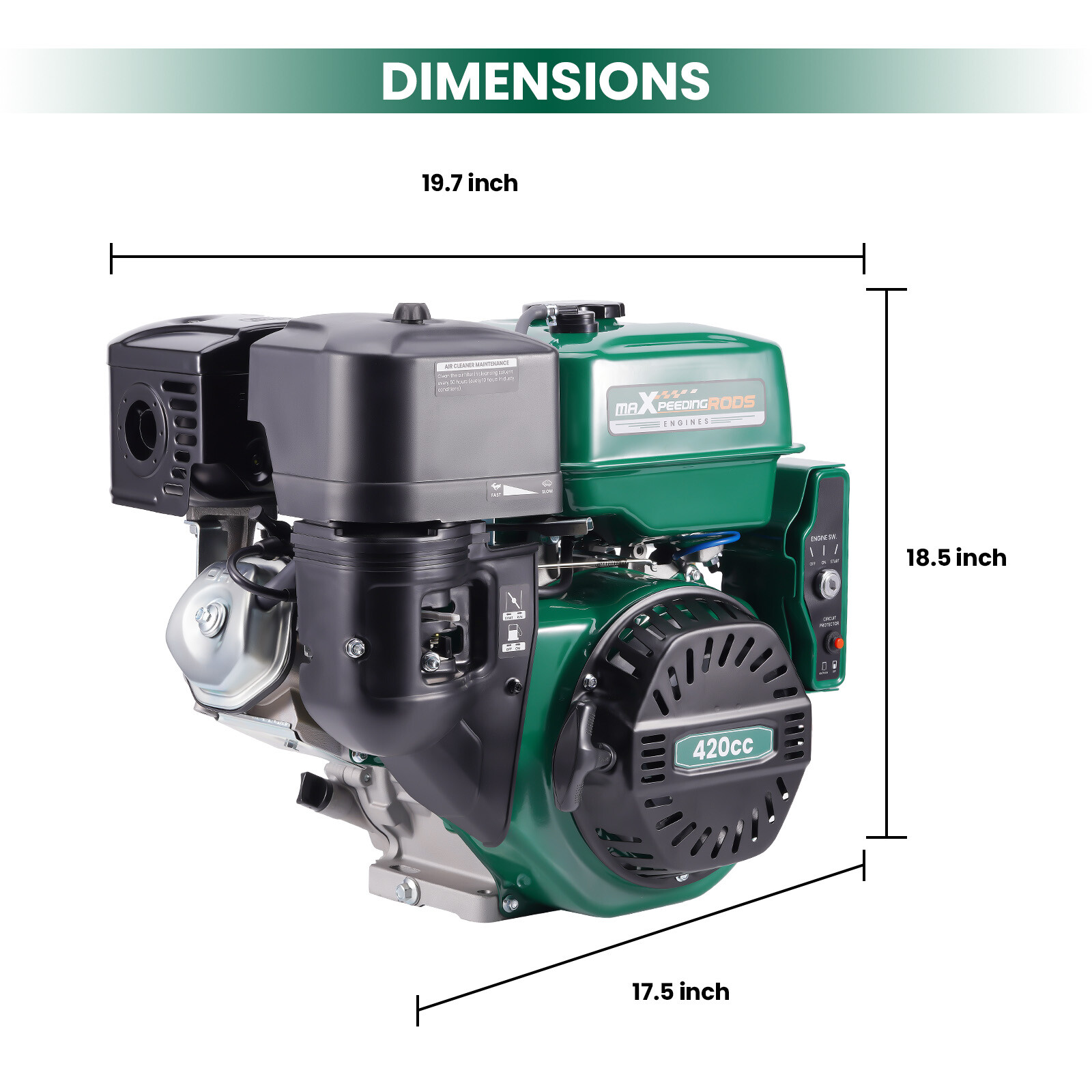 15HP 420cc Horizontal Engine Motor Gasoline 4 Stroke Electric Start For Go-Kart