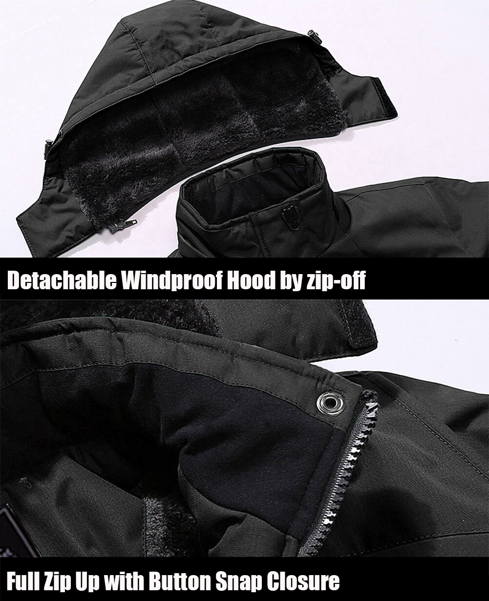 Men's Waterproof Winter Jacket Warm Winter Coats Outdoor Ski Snow Hooded Jackets