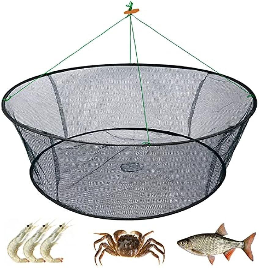 Foldable Fishing Landing Net Fish Catcher Network Crab Shrimp Mesh Trap for Kids