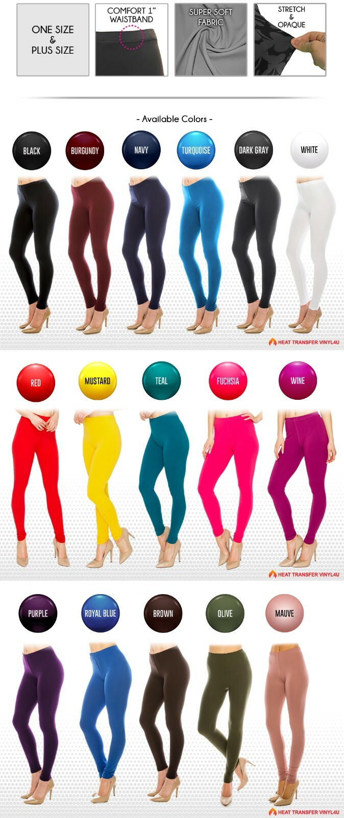 Women's Buttery Ultra Soft Premium Solid Color Leggings - One Size and Plus Size