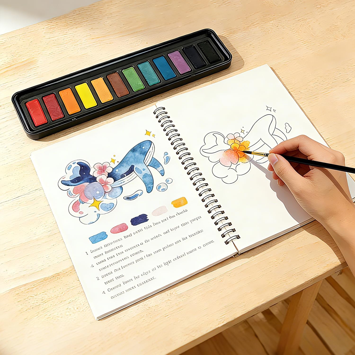 Watercolor Workbook for Beginners - Complete Watercolor Painting Kit with 12 ...