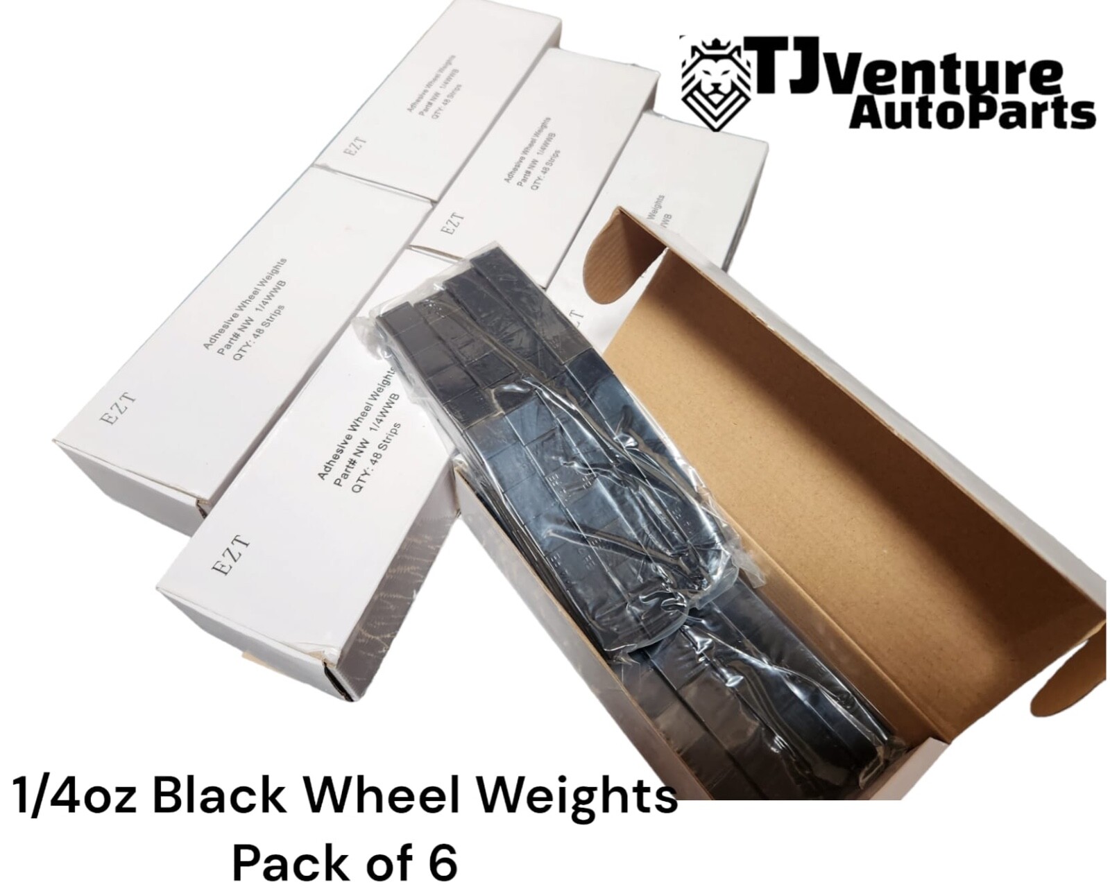 6 BOXES 1/4 OZ BLACK WHEEL WEIGHTS STICK-ON ADHESIVE TAPE 54 LBS LEAD-FREE