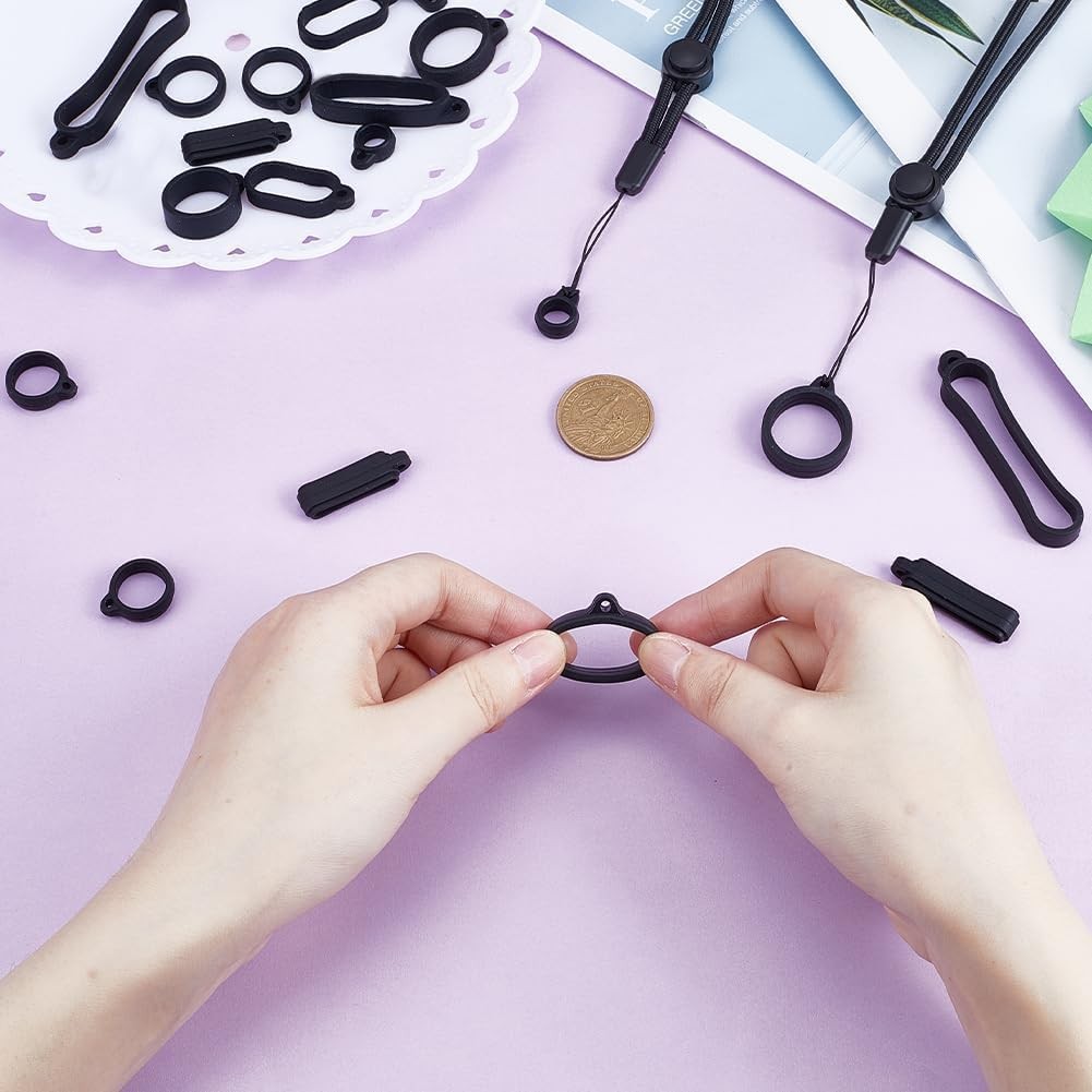 E- Vaping Lanyard / Necklace 18Pc Set with Silicone Rubber Rings Loss Prevention