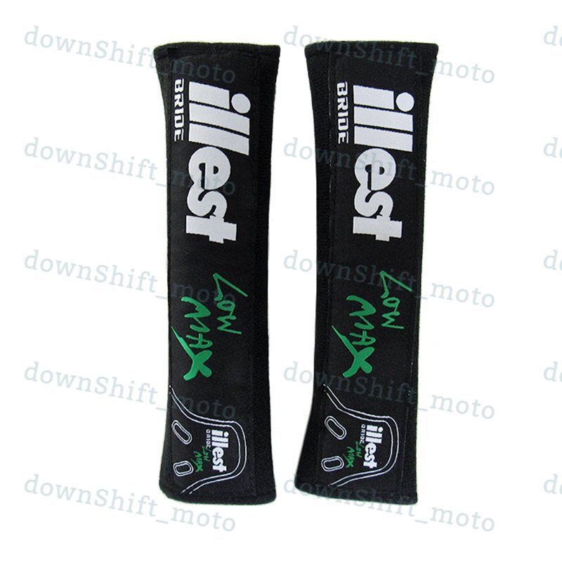 X2 Black JDM ILLEST BRIDE Seat Belt Cover Shoulder Pads Embroidery for Honda New