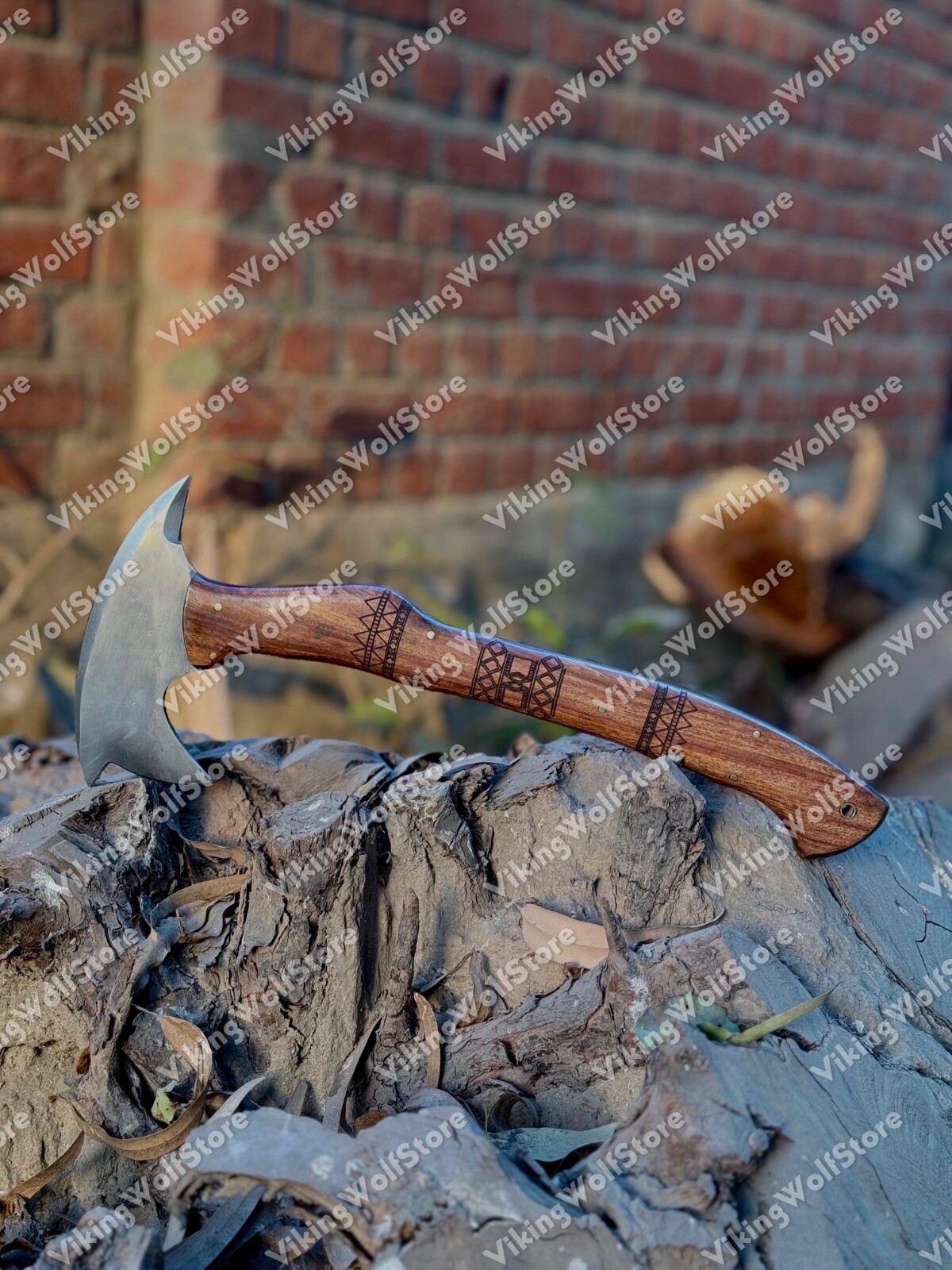 CUSTOM HANDMADE 14" CARBON STEEL REPLICA WINKLER HUNTING/THROWING AXE W/SHEATH